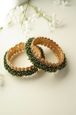 Cluster Green Crystal Statement Bangles