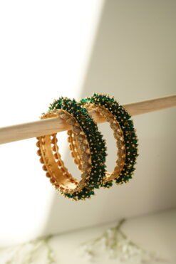 Alternative view of Cluster Green Crystal Statement Bangles