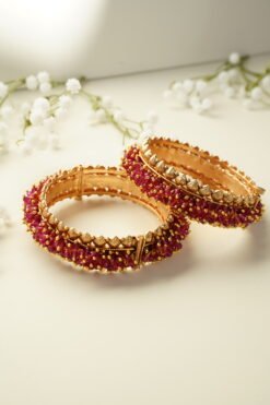 Cluster Red Crystal Statement Bangles