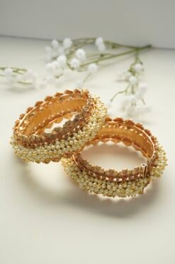 Cluster off White Pearls Statement Bangles