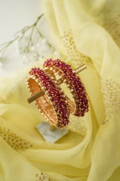 Alternative view of Cluster Red Crystal Statement Bangles