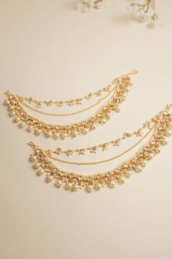 Pearls Drop 3 Layer Kundan Kanchain