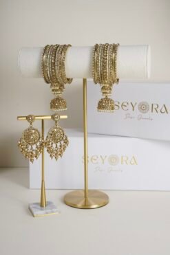 Zariya Earrings with Bangle Set - Gold