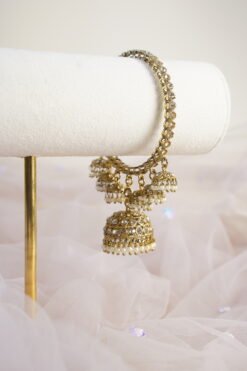 Alternative view of Stone and Pearls Multi Jhumka Thin Bangles