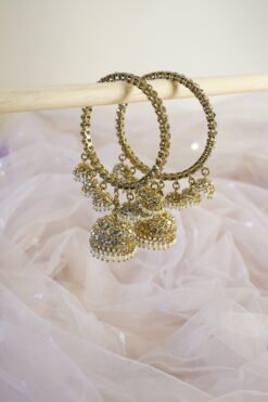 Stone and Pearls Multi Jhumka Thin Bangles