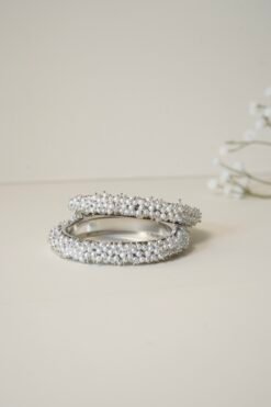 Clustered Pearls Bangles - Silver