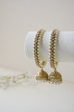 Alternative view of Pearl Bordered Jhumka Bangles