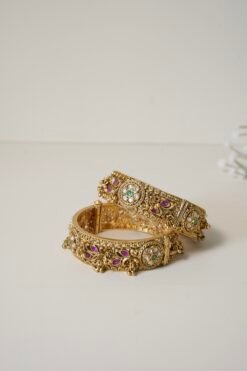 Ruby and Green Antique Bangle Set
