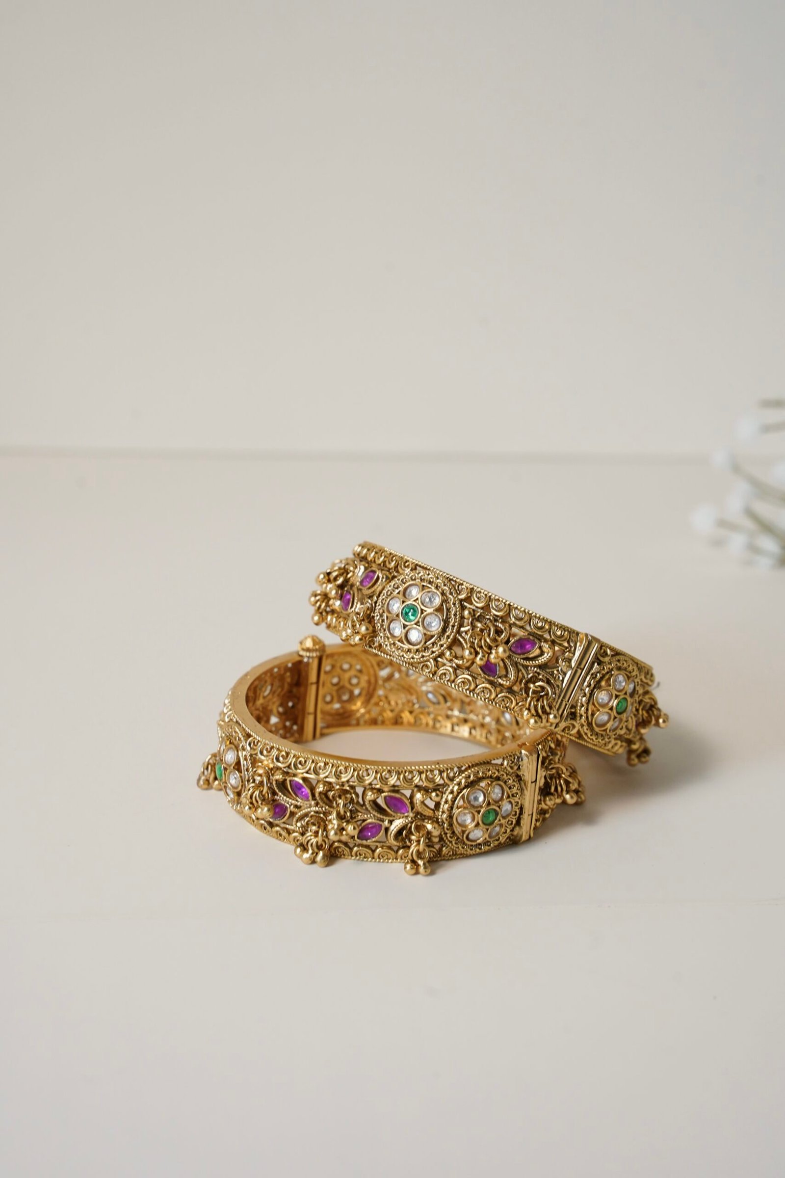 Ruby and Green Antique Bangle Set