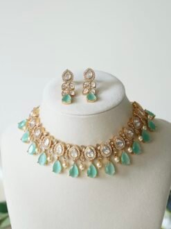 Alternative view of Mint Haze Kundan Necklace Set