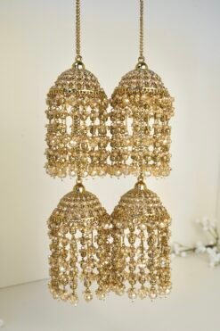 Bridal kaleerey with crystal and bell beads