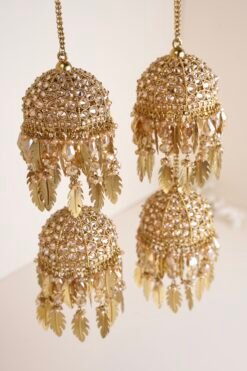 Traditional bridal kaleerey with modern crystal detailing