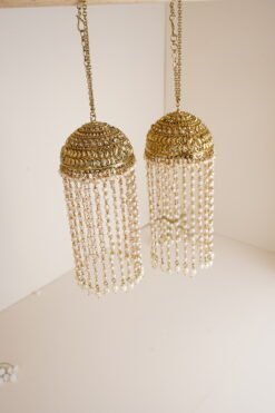 Timeless bridal kaleerey with cascading pearl strings