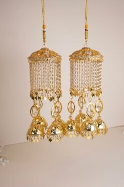 Gold accent kaleerey with hanging jhumkas
