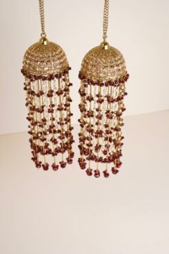 Indian Pakistani bridal kaleerey with vibrant maroon beads