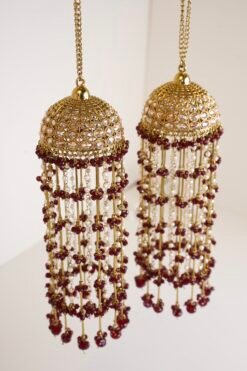 Punjabi wedding kaleerey with maroon bead detailing