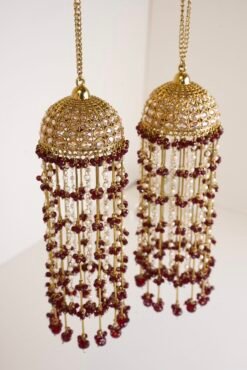 Punjabi wedding kaleerey with maroon bead detailing