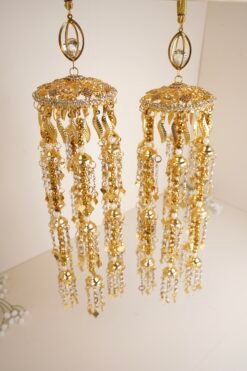 Delicate traditional gold kaleerey with pearl and leaf detailing