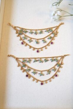 Alternative view of Ruby & Green Crystal Ear Chain