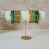 Forest-inspired Kashmiri raindrop glass bangle stack in light green, mehndi green, mint, and soft yellow, ideal for weddings, festive occasions, and traditional Indian or Pakistani outfits