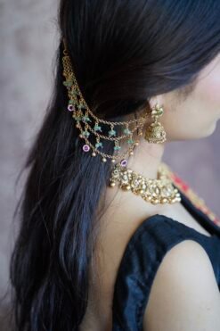 Ruby & Green Crystal Ear Chain