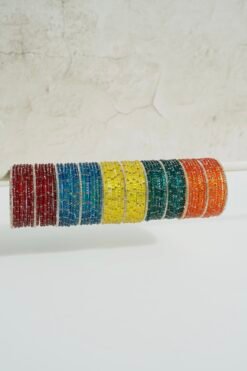 Multicolor Glass Bangle with Stone Detail - Bangle Box