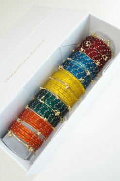 Alternative view of Multicolor Glass Bangle with Stone Detail - Bangle Box