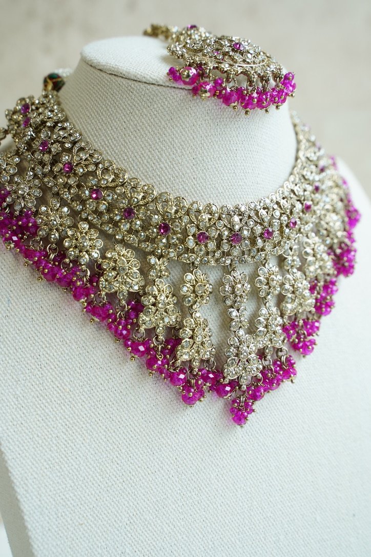 Ayesha Crystal Beaded Set - Pink - Image 4