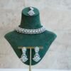 Indian Pakistani necklace set with matching sparkly drop earrings and traditional maang tikka for eid and festive events.