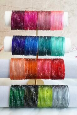 Crystal Cut Glass Bangle Set- 12 piece