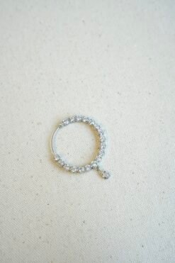 Contemporary 3.5 cm silver finish nose ring set with sparkling American Diamonds by Seyora Jewels.