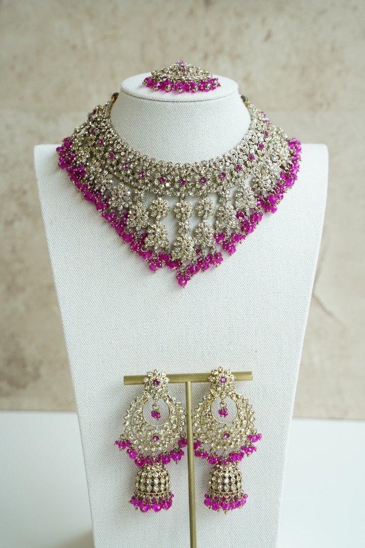 Ayesha Crystal Beaded Set - Pink - Image 3