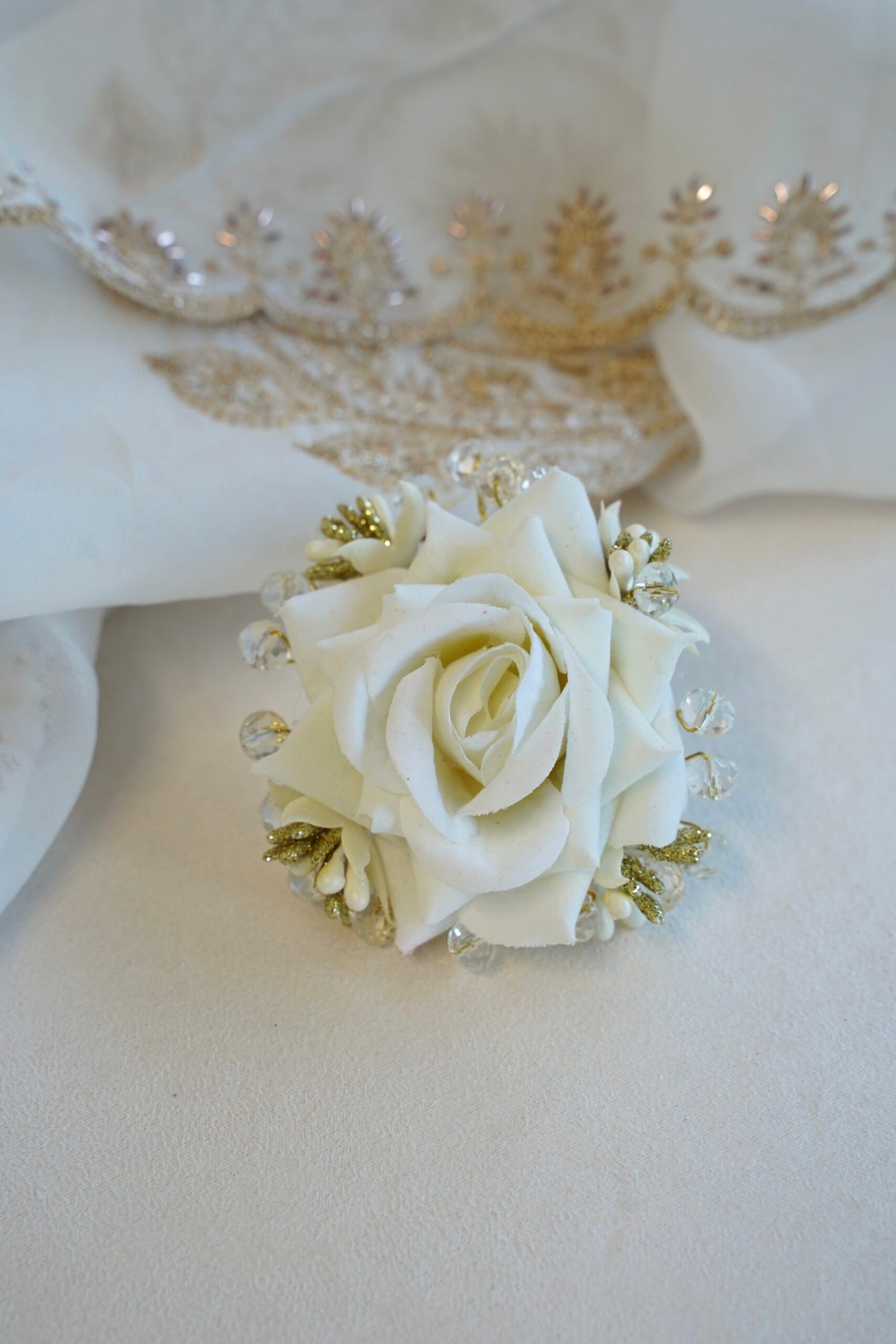 White rose hairpins set of 3 - floral bridal hair accessories for South Asian weddings and festive occasions